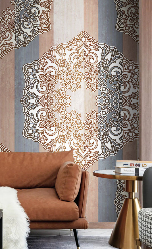 Boho Mandala Theme Wallpaper Mural-GraffitiWallArt