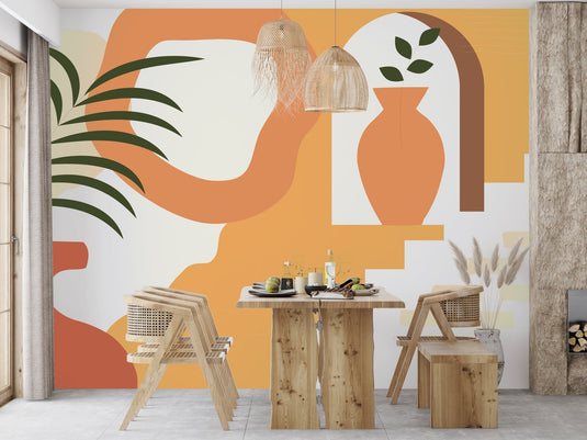 Boho Village Wallpaper Mural: Transform Your Space-GraffitiWallArt