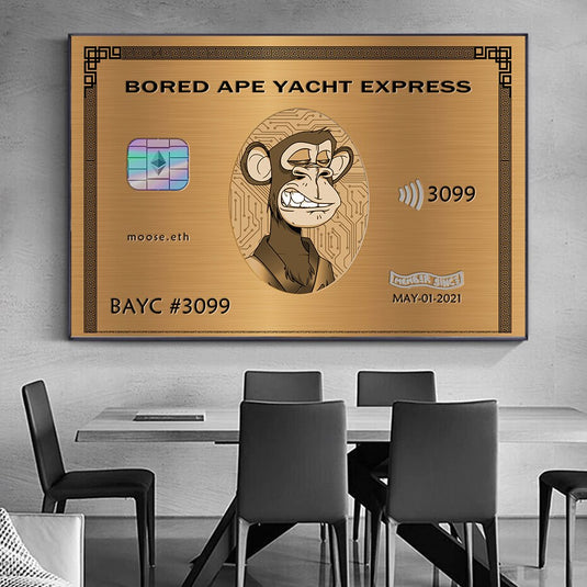 Bored Ape American Express Yacht Club Gold Wall Art Poster-GraffitiWallArt