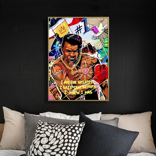 Boxing Muhammad Ali Champion Canvas Wall Art-GraffitiWallArt