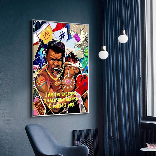 Boxing Muhammad Ali Champion Canvas Wall Art-GraffitiWallArt