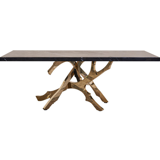 Brass & OakWood Designer Dining Table-GraffitiWallArt