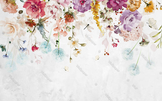 Bright: Floral Wallpaper Mural - Vibrant & Colorful Designs-GraffitiWallArt