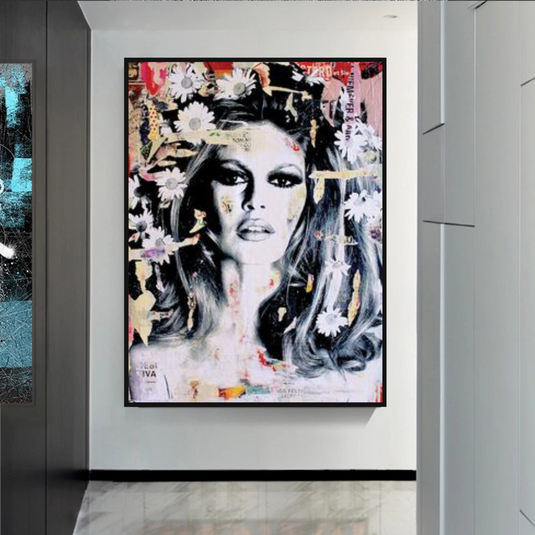 Brigitte Bardot Beauty Queen Canvas Wall Art-GraffitiWallArt