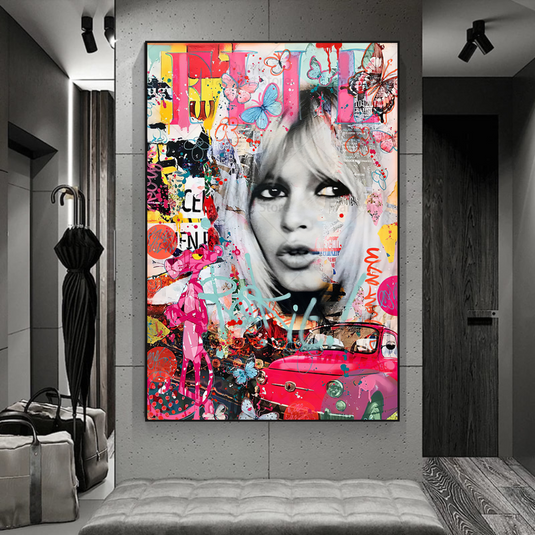 Brigitte Bardot Beauty Queen Canvas Wall Art-GraffitiWallArt