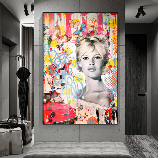 Brigitte Bardot Beauty Queen Canvas Wall Art-GraffitiWallArt