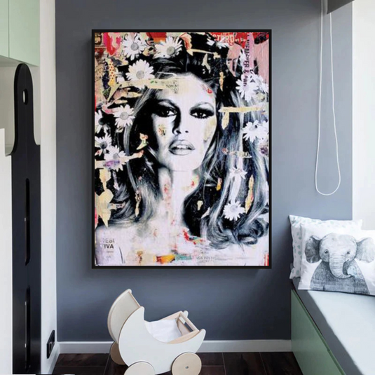 Brigitte Bardot Beauty Queen Canvas Wall Art-GraffitiWallArt