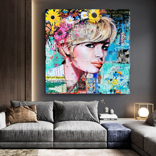 Brigitte Bardot Pop Art Canvas Wall Art - Revamp your office space-GraffitiWallArt