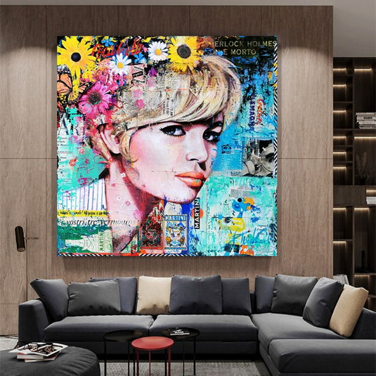 Brigitte Bardot Pop Art Canvas Wall Art - Revamp your office space-GraffitiWallArt