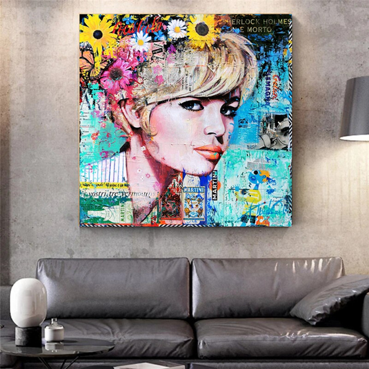 Brigitte Bardot Pop Art Canvas Wall Art - Revamp your office space-GraffitiWallArt