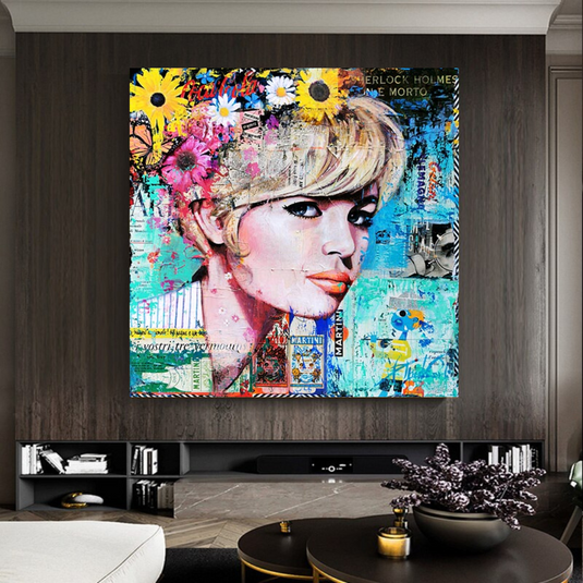 Brigitte Bardot Pop Art Canvas Wall Art - Revamp your office space-GraffitiWallArt