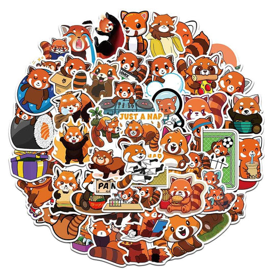 Bundle of Cute Red Panda Waterproof Stickers-GraffitiWallArt