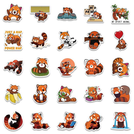 Bundle of Cute Red Panda Waterproof Stickers-GraffitiWallArt