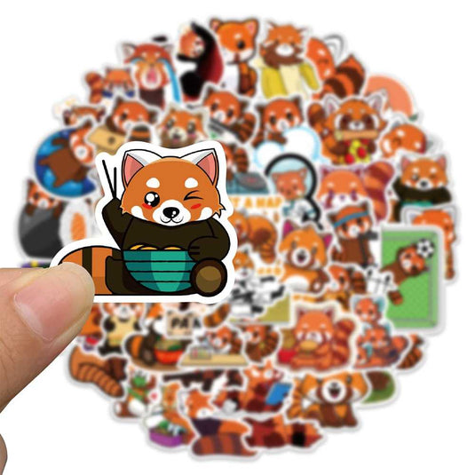 Bundle of Cute Red Panda Waterproof Stickers-GraffitiWallArt