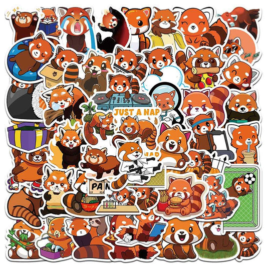 Bundle of Cute Red Panda Waterproof Stickers-GraffitiWallArt