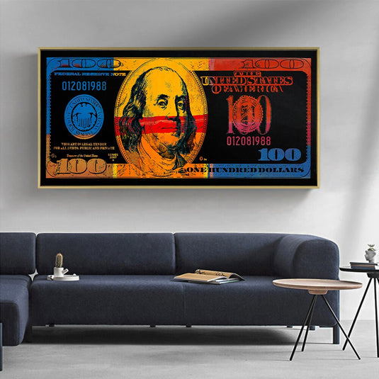 Burning 100 Dollar Bill Red Canvas Wall Art-GraffitiWallArt