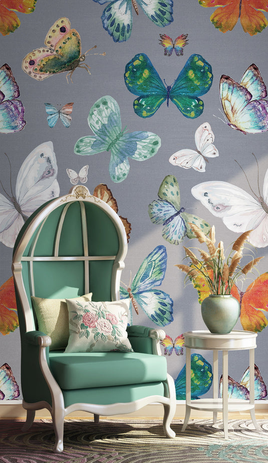 Butterfly Garden Bliss Wallpaper Mural-GraffitiWallArt