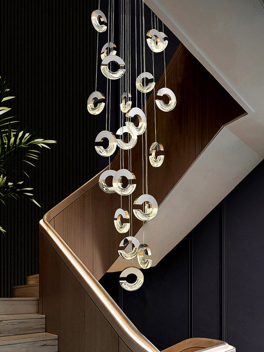 C-shaped Crystal Chandelier: Elegant Lighting Fixture-GraffitiWallArt