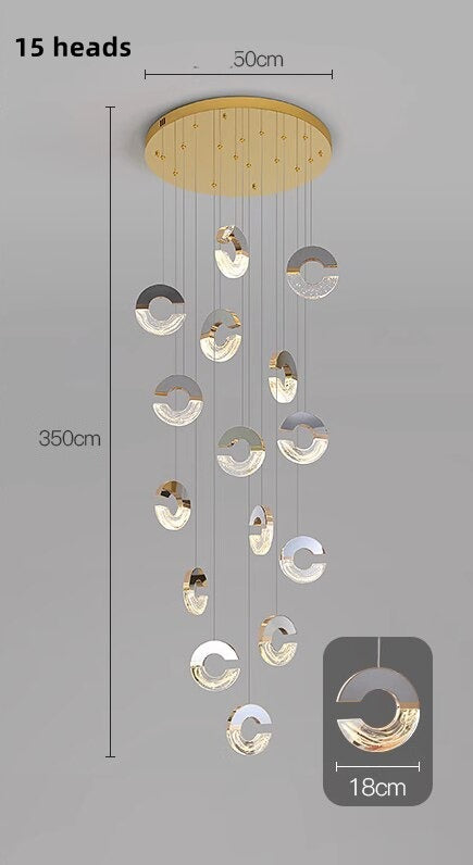 C-shaped Crystal Chandelier: Elegant Lighting Fixture-GraffitiWallArt