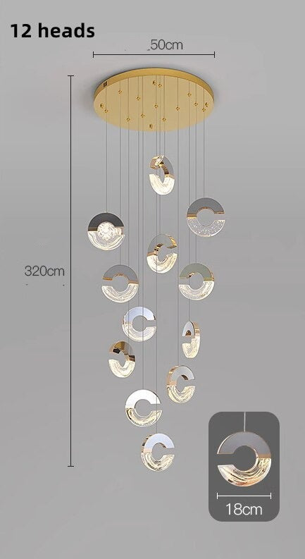 C-shaped Crystal Chandelier: Elegant Lighting Fixture-GraffitiWallArt