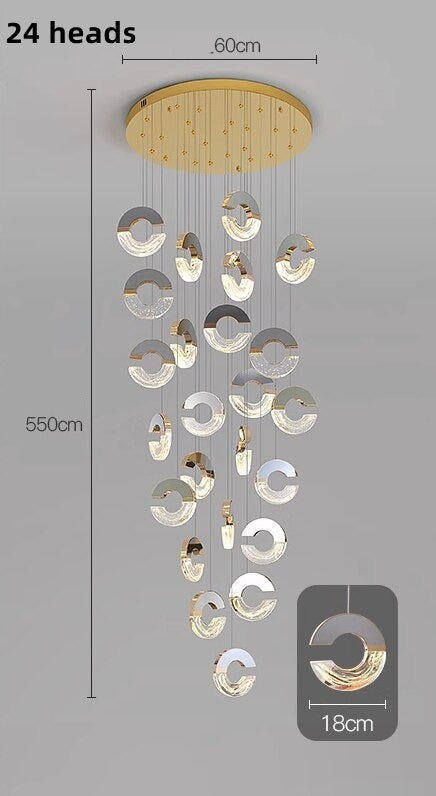 C-shaped Crystal Chandelier: Elegant Lighting Fixture-GraffitiWallArt