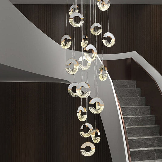 C-shaped Crystal Chandelier: Elegant Lighting Fixture-GraffitiWallArt