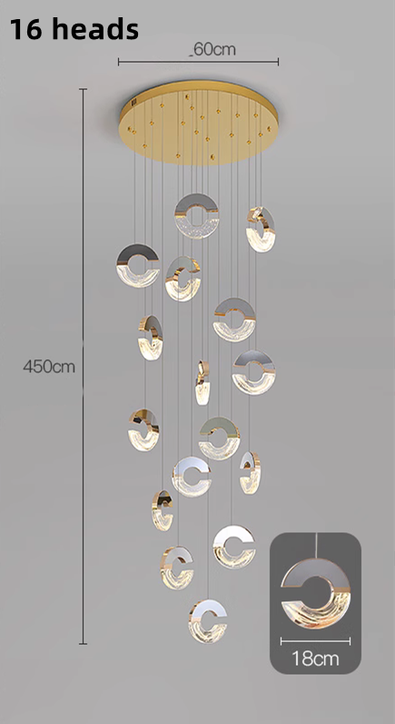 C-shaped Crystal Chandelier: Elegant Lighting Fixture-GraffitiWallArt