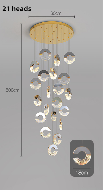 C-shaped Crystal Chandelier: Elegant Lighting Fixture-GraffitiWallArt