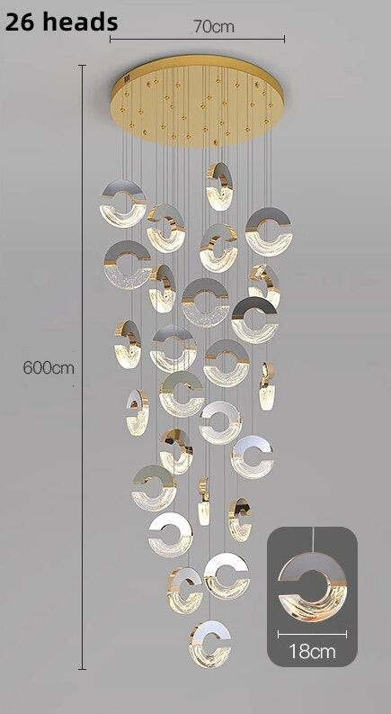 C-shaped Crystal Chandelier: Elegant Lighting Fixture-GraffitiWallArt