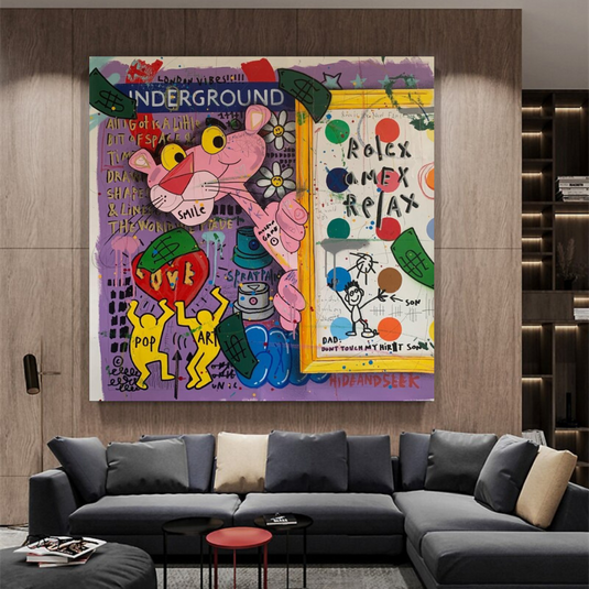 Captivating Pink Panther - Artful Wall Decor-GraffitiWallArt