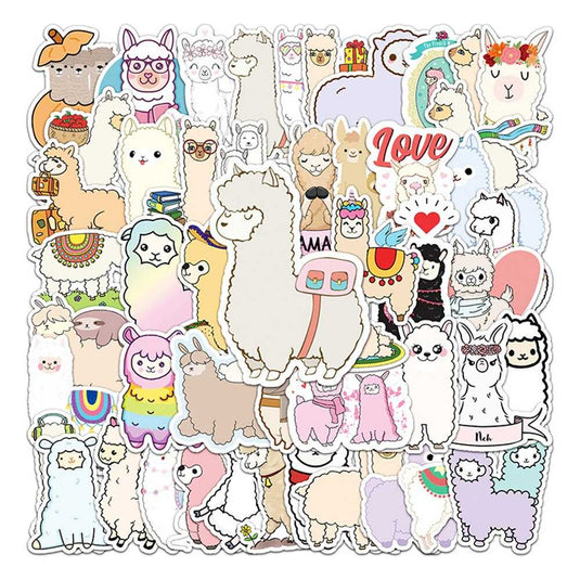 Cartoon Alpaca Waterproof Stickers Bundle-GraffitiWallArt