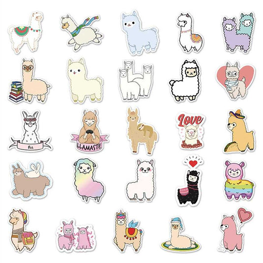 Cartoon Alpaca Waterproof Stickers Bundle-GraffitiWallArt