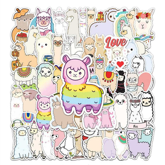 Cartoon Alpaca Waterproof Stickers Bundle-GraffitiWallArt