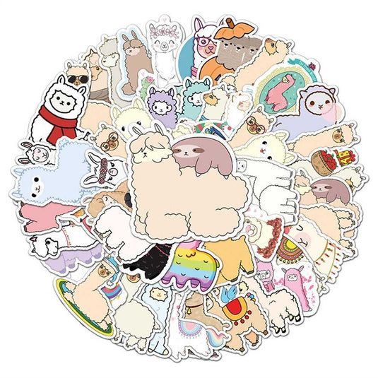 Cartoon Alpaca Waterproof Stickers Bundle-GraffitiWallArt