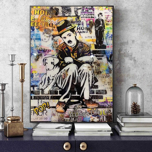 Charlie Chaplin Canvas Wall Art-GraffitiWallArt