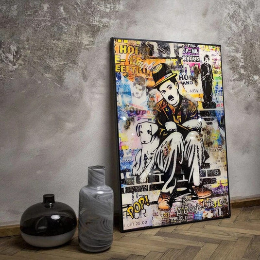 Charlie Chaplin Canvas Wall Art-GraffitiWallArt