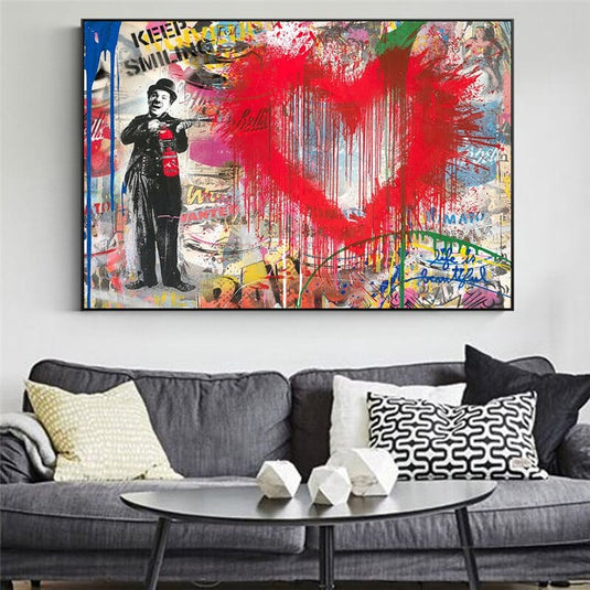 Charlie Chaplin Wall Art Canvas Painting Poster-GraffitiWallArt