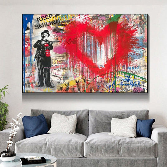 Charlie Chaplin Wall Art Canvas Painting Poster-GraffitiWallArt