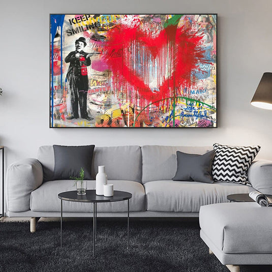 Charlie Chaplin Wall Art Canvas Painting Poster-GraffitiWallArt