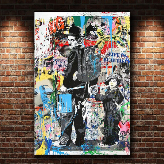 Charlie Chaplin Wall Art Canvas Painting Poster-GraffitiWallArt