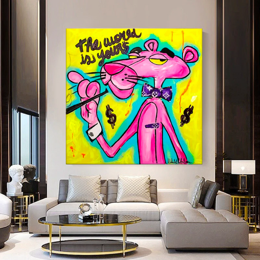 Chic and Playful - Pink Panther Poster Art-GraffitiWallArt