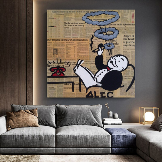 Cigar Hoops: Mr Monopoly Canvas Wall Art-GraffitiWallArt