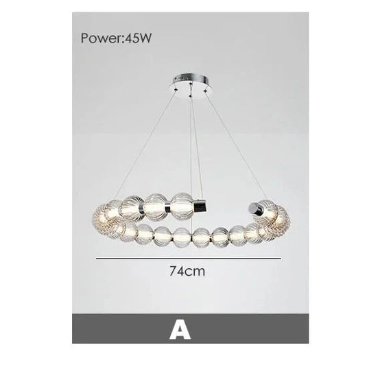 Circular Ring Chrome LED Pearl Chandelier-GraffitiWallArt