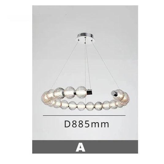 Circular Ring Chrome LED Pearl Chandelier-GraffitiWallArt