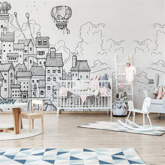 Cityscape Adventures Kids City Buildings Wallpaper-GraffitiWallArt