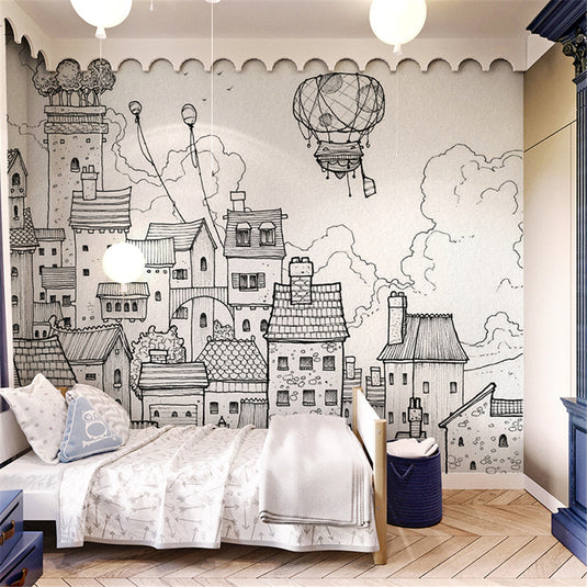 Cityscape Adventures Kids City Buildings Wallpaper-GraffitiWallArt