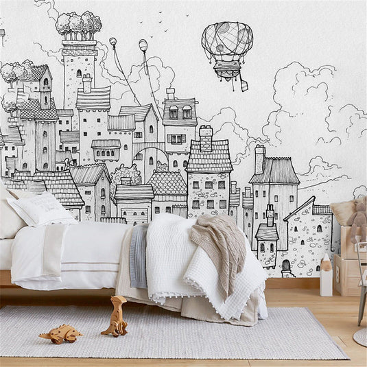 Cityscape Adventures Kids City Buildings Wallpaper-GraffitiWallArt