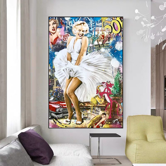 Classic Graffiti: Marilyn and Pink Panther Wall Art-GraffitiWallArt