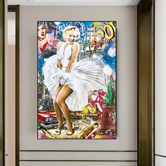 Classic Graffiti: Marilyn and Pink Panther Wall Art-GraffitiWallArt