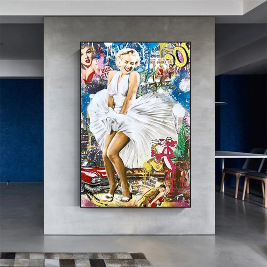 Classic Graffiti: Marilyn and Pink Panther Wall Art-GraffitiWallArt